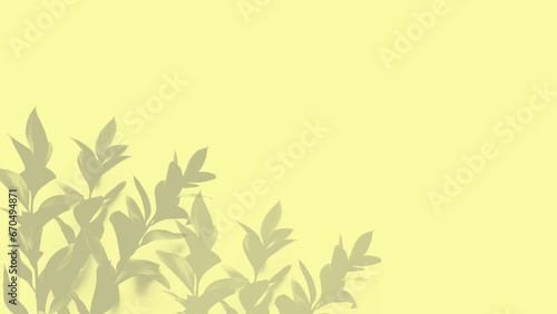 Yellow Podium Product Backdrop Summer Background Pattern Abstract Overlay Sun Light with Shodow Leaves Kitchen Counter Bar Shelf Wall Floor Table Desk Space Cement Concrete Autumn Plant Tropical.