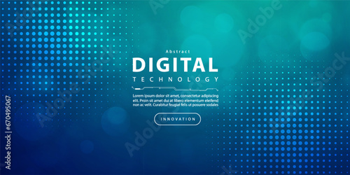 Digital technology wave speed connect blue green background, cyber nano information, abstract communication, innovation future tech data, internet network connection, Ai big data line dot illustration