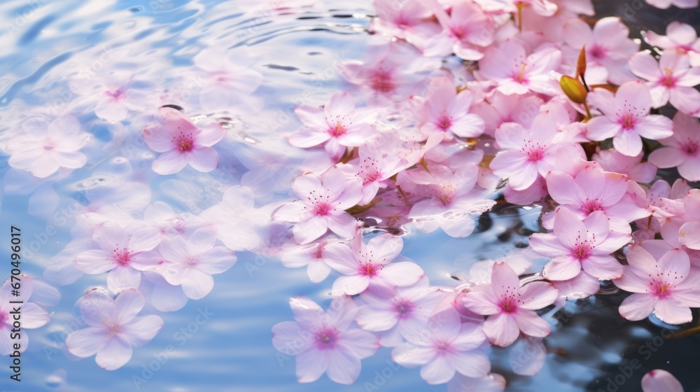 Cherry blossoms in spring, sakura flowers in the water Generative AI