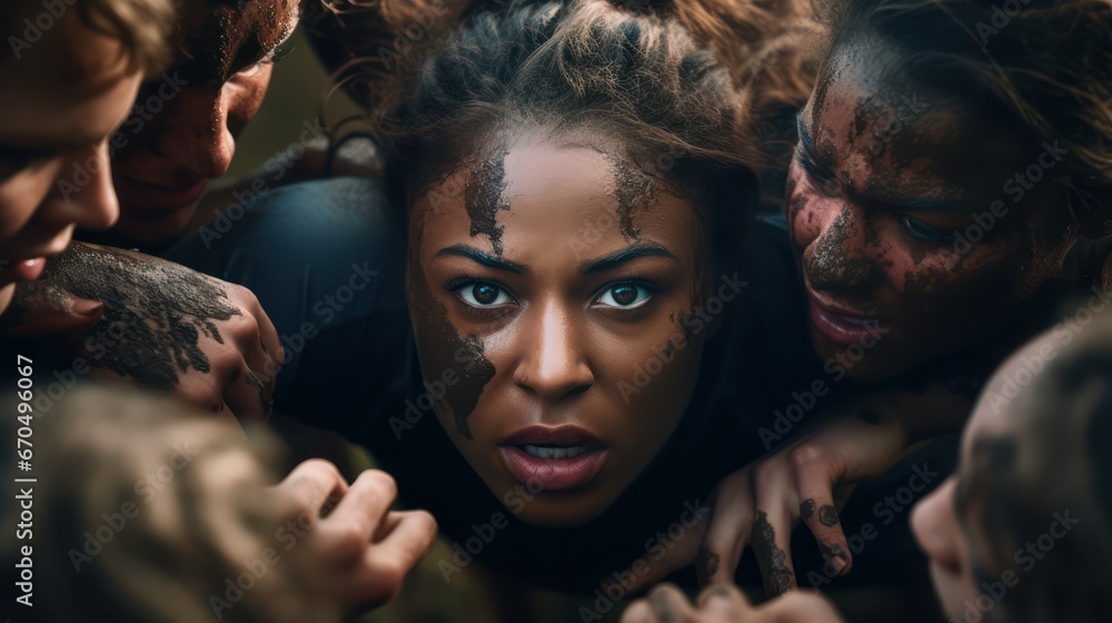 Group of people with different skin colors and facial expressions. People with different skin colors. Generative AI Group of people with different skin colors and facial expressions. People with different skin colors. Generative AI
