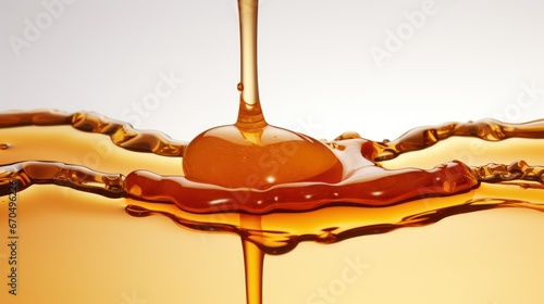 Honey dripping from a honey dipper. 3d rendering. Generative AI