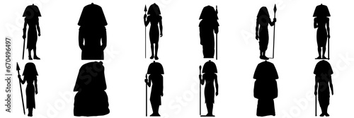 Egypt silhouettes set, large pack of vector silhouette design, isolated white background