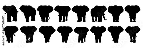 Fototapeta Naklejka Na Ścianę i Meble -  Elephant silhouettes set, large pack of vector silhouette design, isolated white background