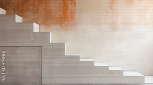 Concrete stairs with concrete wall as background, 3d render illustration Generative AI