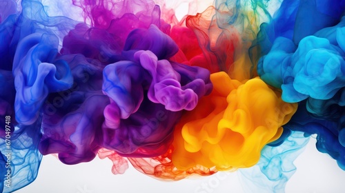 Colorful ink in water. Abstract background. 3d rendering. Generative AI