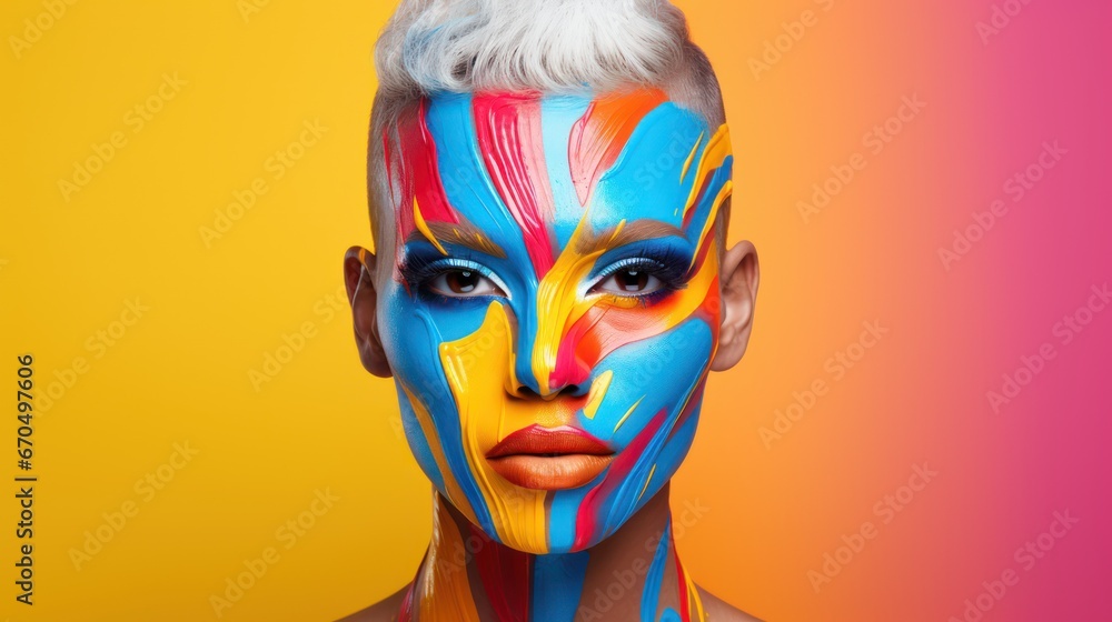 Fashion art portrait of a beautiful woman with creative make-up Generative AI Fashion art portrait of a beautiful woman with creative make-up Generative AI