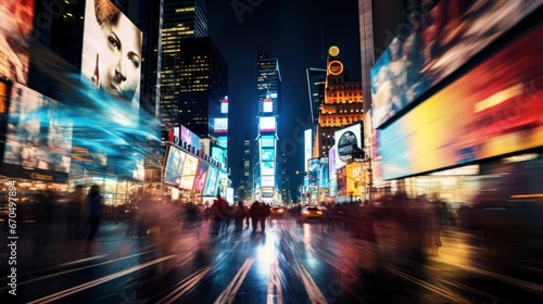 Long exposure capturing the rush of Times Square, New York, with the frenzy of people