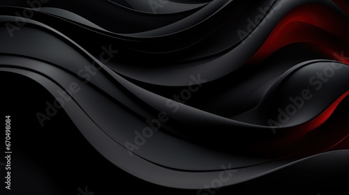 Black and red wavy background. 3d rendering, 3d illustration. Generative AI