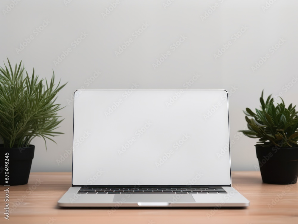 Fototapeta premium Laptop mock-up template design proposal generatieve ai