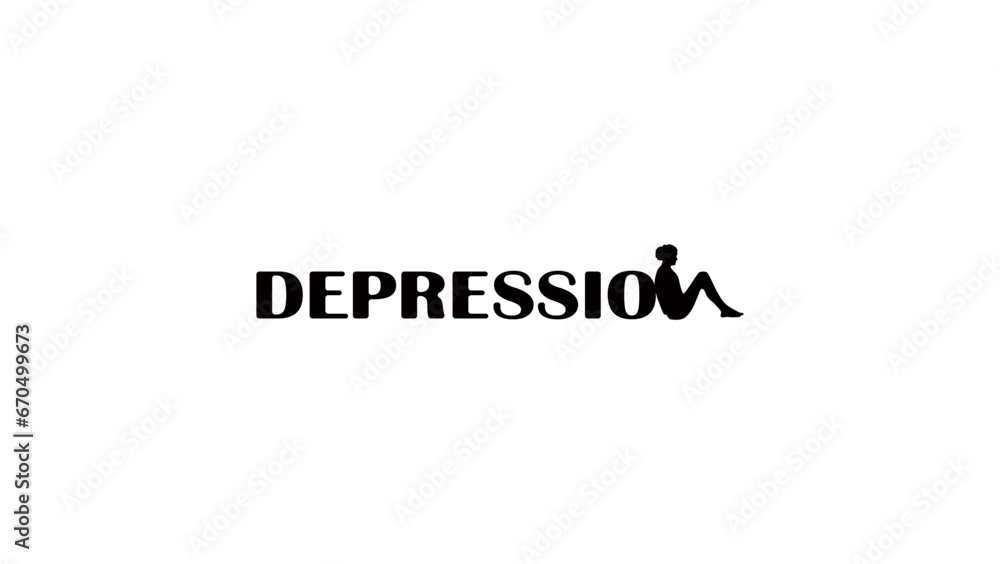 Depression, inscription showing woman in depression