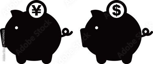 豚　ドル　円　貯金箱