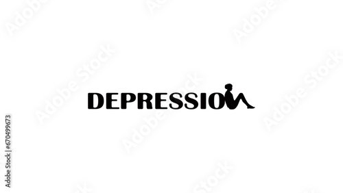 Depression, inscription showing woman in depression
