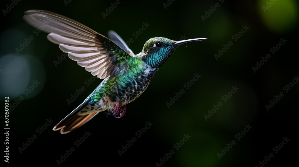 Hummingbird grown-up male drifting and nourishing Hummingbird grown-up male drifting and nourishing