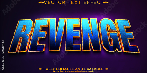 Revenge cinematic text effect, editable blue and golden text style