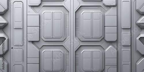 Fototapeta Naklejka Na Ścianę i Meble -  Abstract futuristic background, sci-fi external wall metallic panels, high-tech technology.