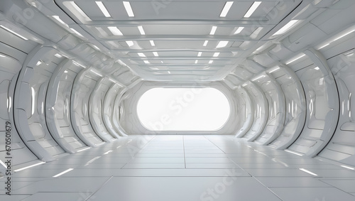 Interior corridor of a futuristic spaceship. Perfect for sci-fi, space exploration, and futuristic concepts.