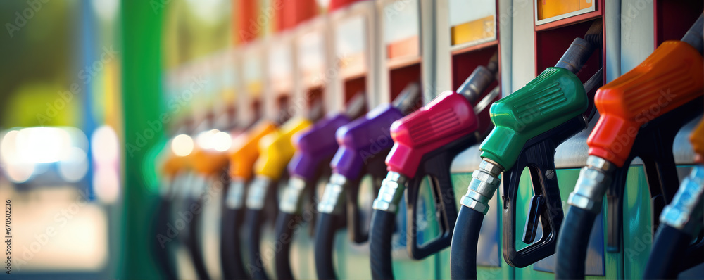Close-up photo of fuel gasoline dispenser Fuel pump background