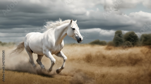 Libertà in Corsa- Il Cavallo Bianco nella Prateria photo