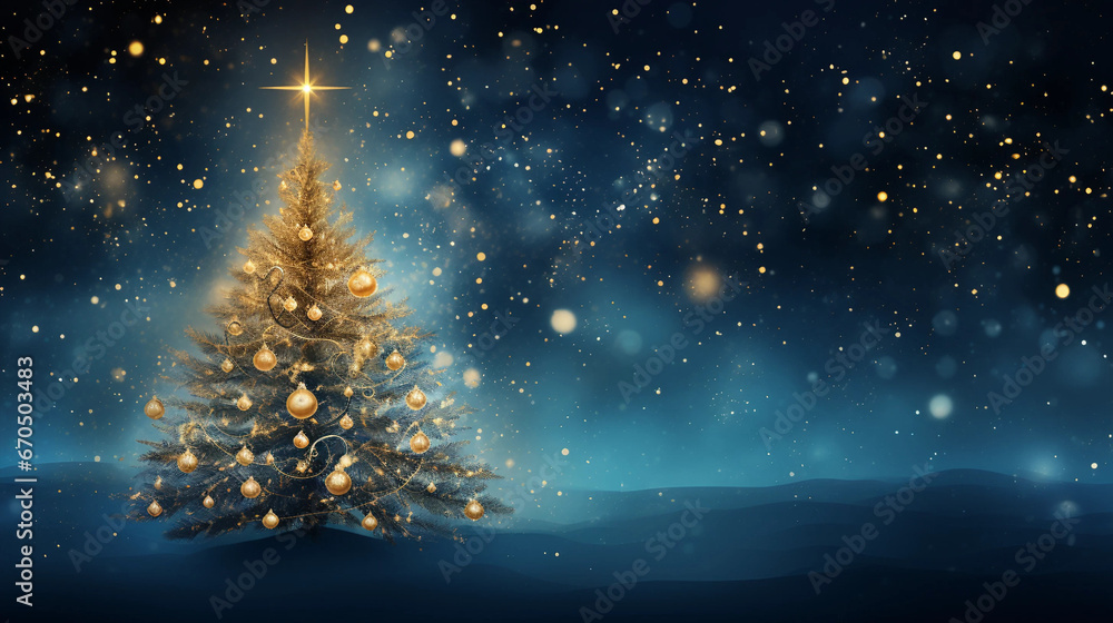 Abstract golden Christmas tree background