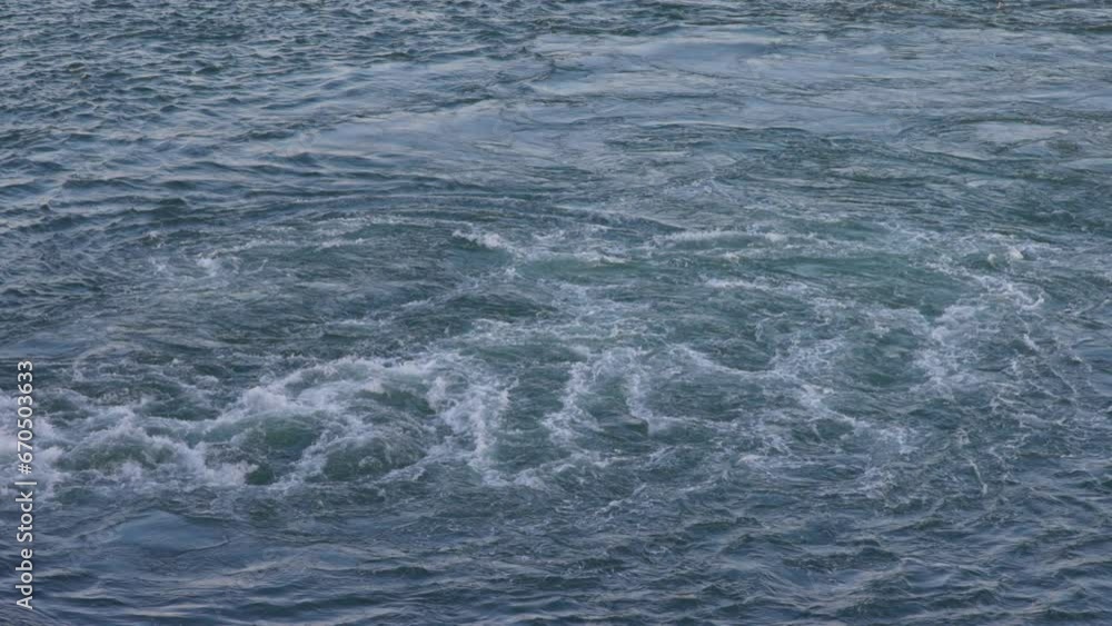 Powerful turbulent water current from ship engine in slow motion Powerful turbulent water current from ship engine in slow motion