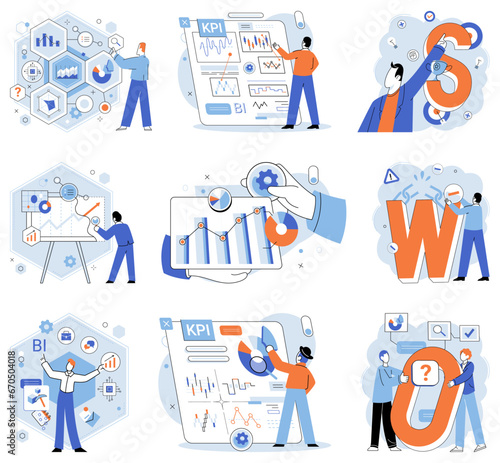 Analysis tool. Business intelligence. Vector illustration Optimization improves operational efficiency and resource allocation Search engine algorithms determine online visibility and traffic