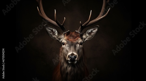 Ruddy deer representation on dark foundation. photo