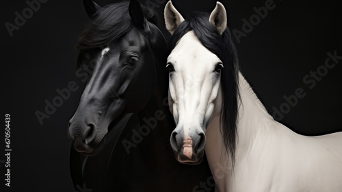 White and dark horse near up representation © Ruslan