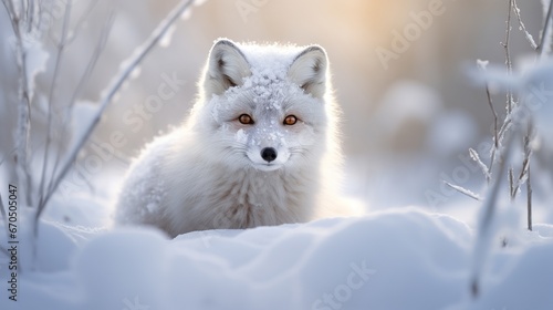 White cold fox (Vulpes Lagopus) within the snow within the Cold. Snow Fox