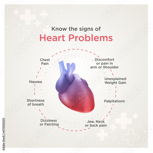 Signs of Heart Problems Illustration Template Design Vector. Healthcare and Medical Templates
