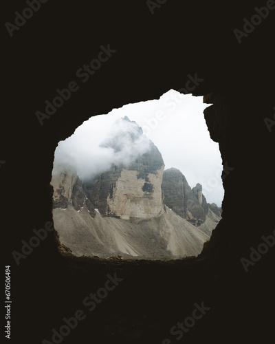 tre cime di Lavaredo view from the cave photo