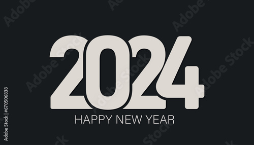 "Happy New Year 2024" Greeting card Happy New Year 2024. Beautiful holiday web banner or billboard with Golden sparkling text Happy New Year 2024 written sparklers on festive blue background with fire © Suvankor