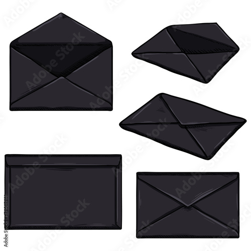 Vector Set of Cartoon Black Envelopes.