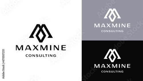 initial letter M simple monogram for business logo design.
