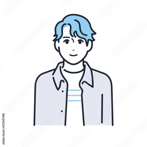 カジュアルな服装の若い男性のシンプルなアバターアイコンのベクターイラスト素材