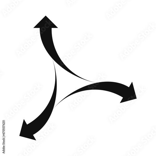 Three Outward Pointing Curved Bursting Arrows