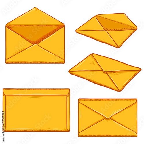 Vector Set of Cartoon Yellow Envelopes