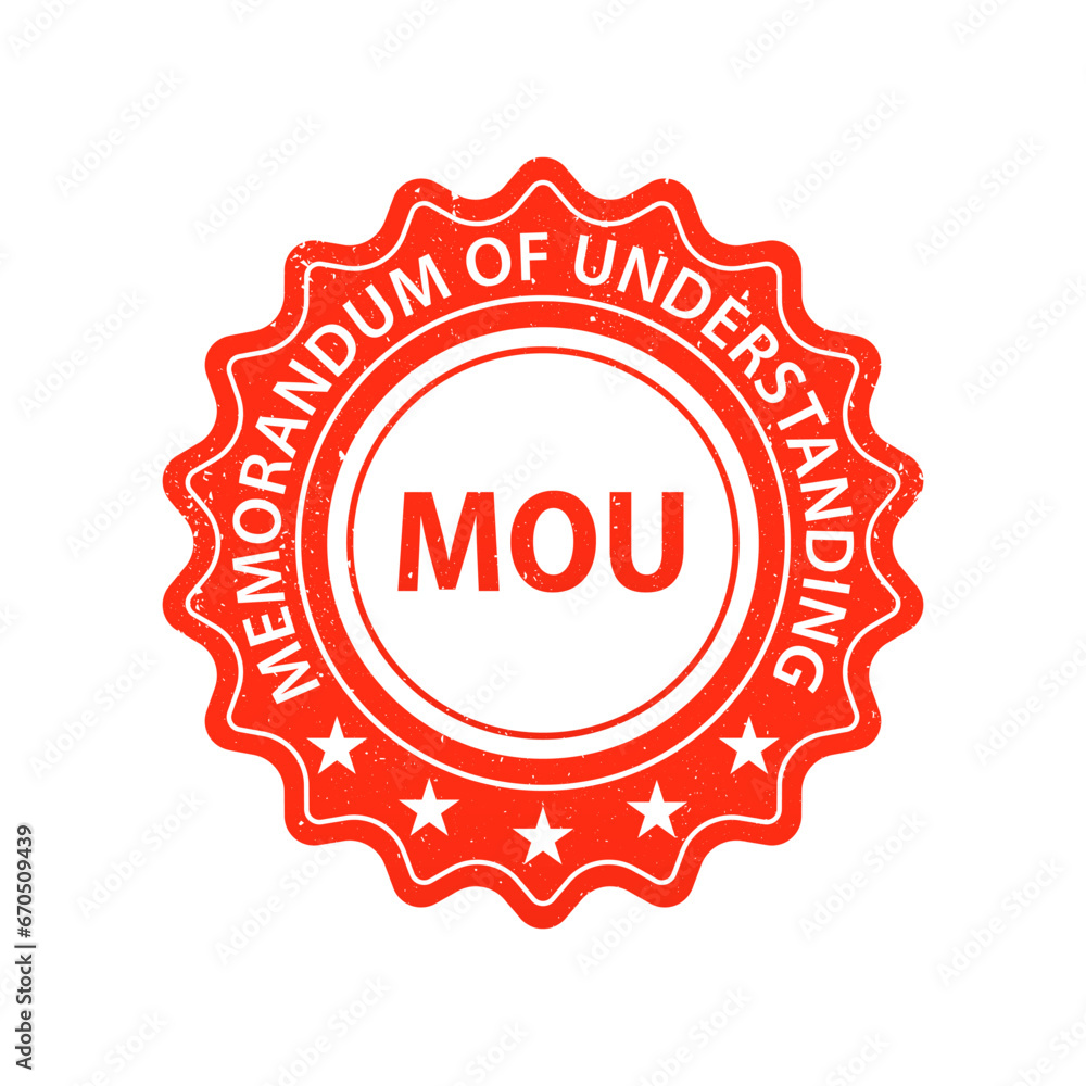 Grunge red MOU (abbreviation of memorandum of understanding) word round rubber seal stamp on white background. Vector illustration Grunge red MOU (abbreviation of memorandum of understanding) word round rubber seal stamp on white background. Vector illustration