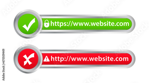 Secure connection. Secured ssl shield and padlock symbols. Http https. Safe and Secure Web Browsing. Safe and Secure https. 3d security safe icon. Website address. Vector illustration