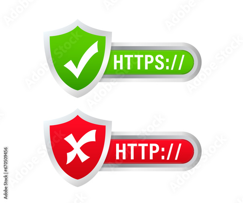 Http vs Https protocols. Understanding the Importance of Secure Web Connections. Safety internet technology, data secure. 3d security safe icon. Vector illustration