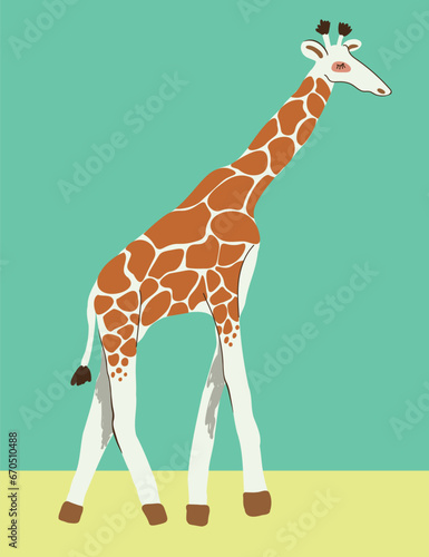 giraffe in vector. wild animal in flat style. Template for poster logo icon for app website. Series of animal images in flat style