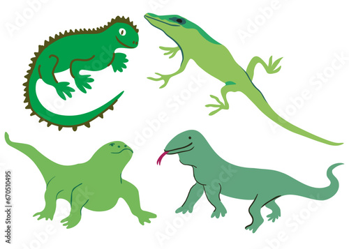 lizard, iguana, monitor lizard in vector. wild animal in flat style. Template for poster logo icon for app website. Series of animal images in flat style