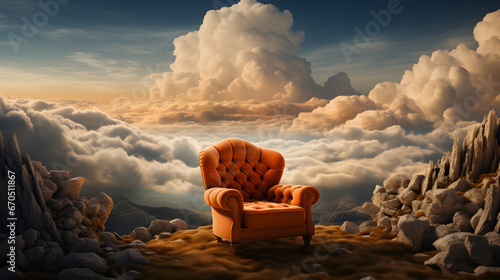 Orange Armchair Above the Clouds
