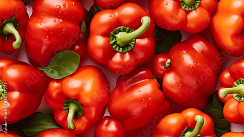 Seamless pattern of ripe red bell peppers