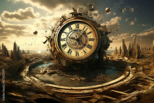 Time machine clock, futuristic fantasy, movie, cartoon, animated, time, big clock