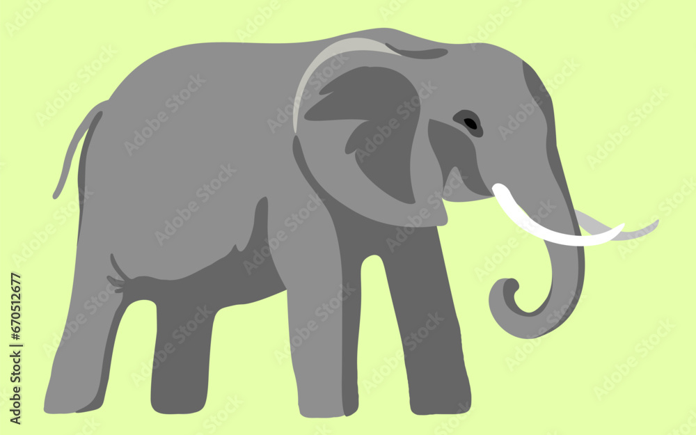 Indian elephant in vector. wild animal in flat style. Template for poster logo icon for app website. Series of animal images in flat style