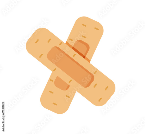 Bactericidal adhesive plaster cartoon icon. Vector illustration of a medical patch isolated on a white background.