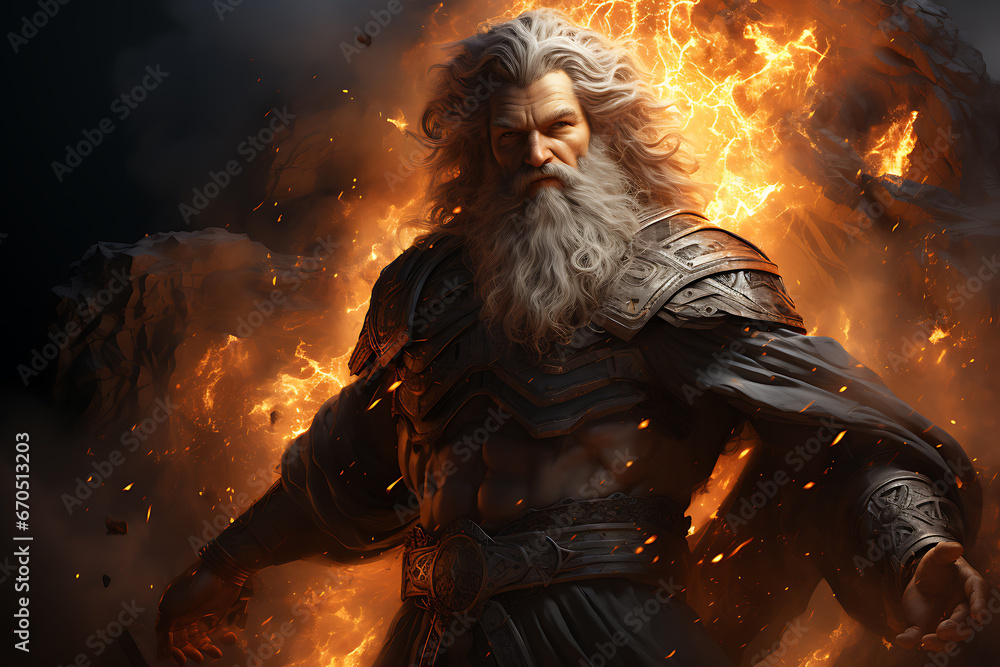 Zeus, king of the gods, who was also the god of sky and thunder, chief of the Twelve Gods on Olympus. Zeus, king of the gods, who was also the god of sky and thunder, chief of the Twelve Gods on Olympus.