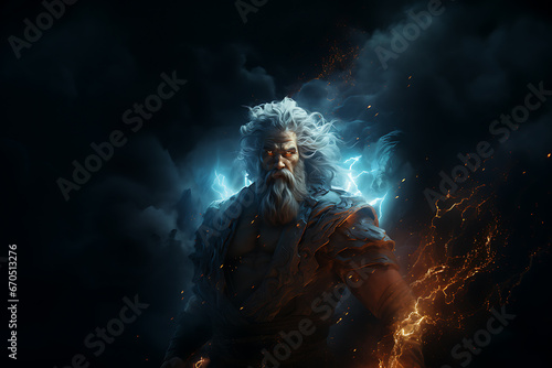 Zeus, king of the gods, who was also the god of sky and thunder, chief of the Twelve Gods on Olympus.