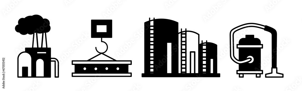 Industrial icon vector black and white Illustration design for business. Stock vector.