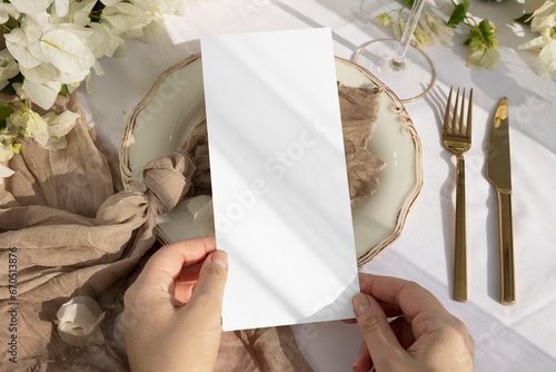 Obraz na płótnie 4x9 wedding menu card mockup with plate